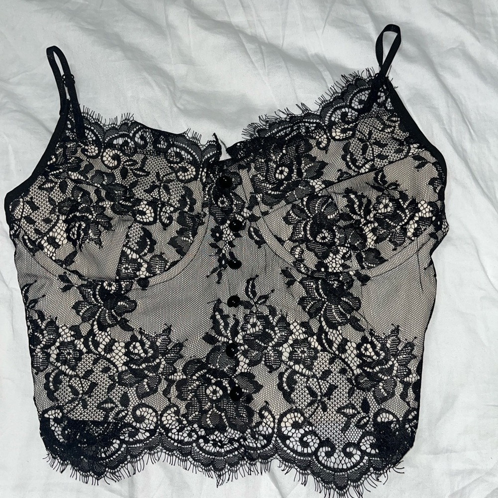 Cute black lace going out top